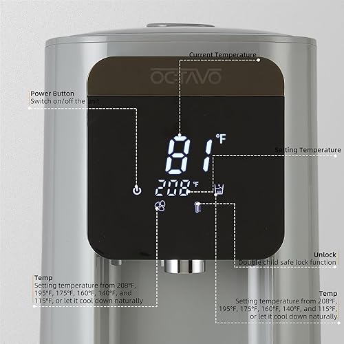 Miniatura 9 de OCTAVO Caldera y calentador de agua de 5 litros, tanque de agua de acero inoxidable 304, temperatura de agua ajustable de 700 W, 6 temperaturas de