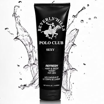 Beverly Hills Polo Club Mens Hair & Body Wash,#39;Sexy Scent, 8.5 oz - 2-in-1 Luxury Cleanser for Lasting Freshness & Confidence, Premium Designer Fragrance