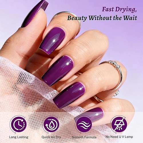 Miniatura 3 de 18ml Esmalte de uñas morado de gran volumen de secado rápido, esmalte de uñas de secado rápido y de larga duración para arte de uñas mate DIY,
