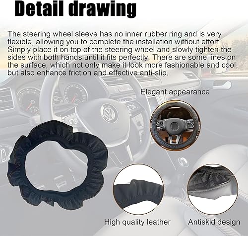 Miniatura 3 de Funda para volante de automóvil funda de cuero de microfibra para volante de automóvil protector de cuero de 15 pulgadas elástico transpirable