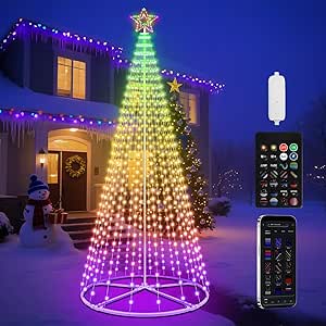 Amazon.com: 12FT Smart Christmas Cone Tree Lights APP Controlled, 16 ...