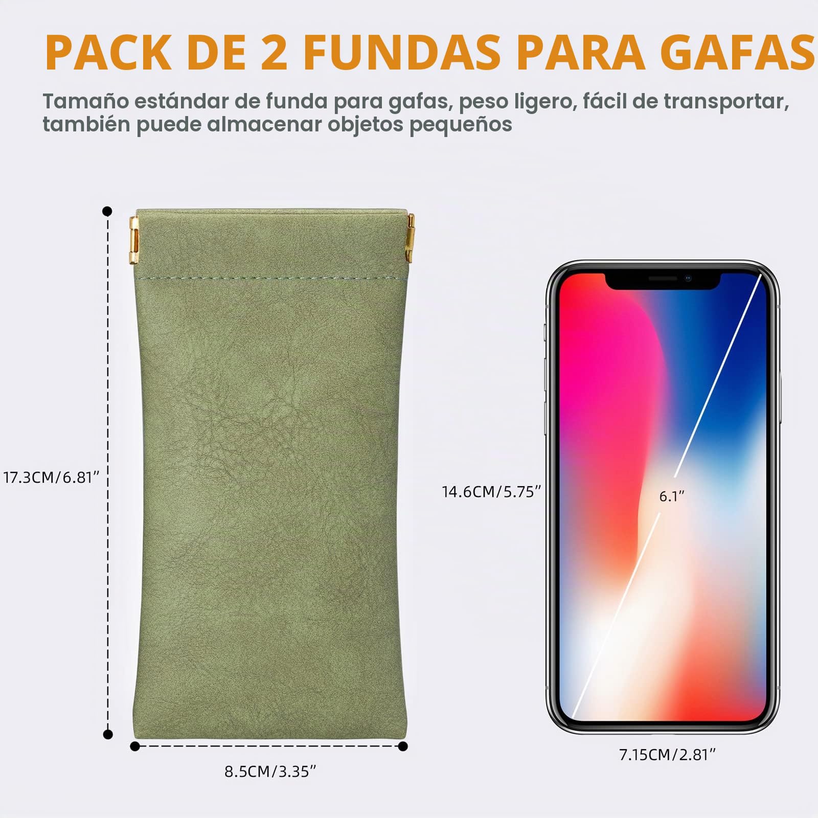molshine 2 uds bolsa de cuero portátil para gafas de sol, estuche suave para gafas, funda para gafas para lectura, gafas de sol pequeñas