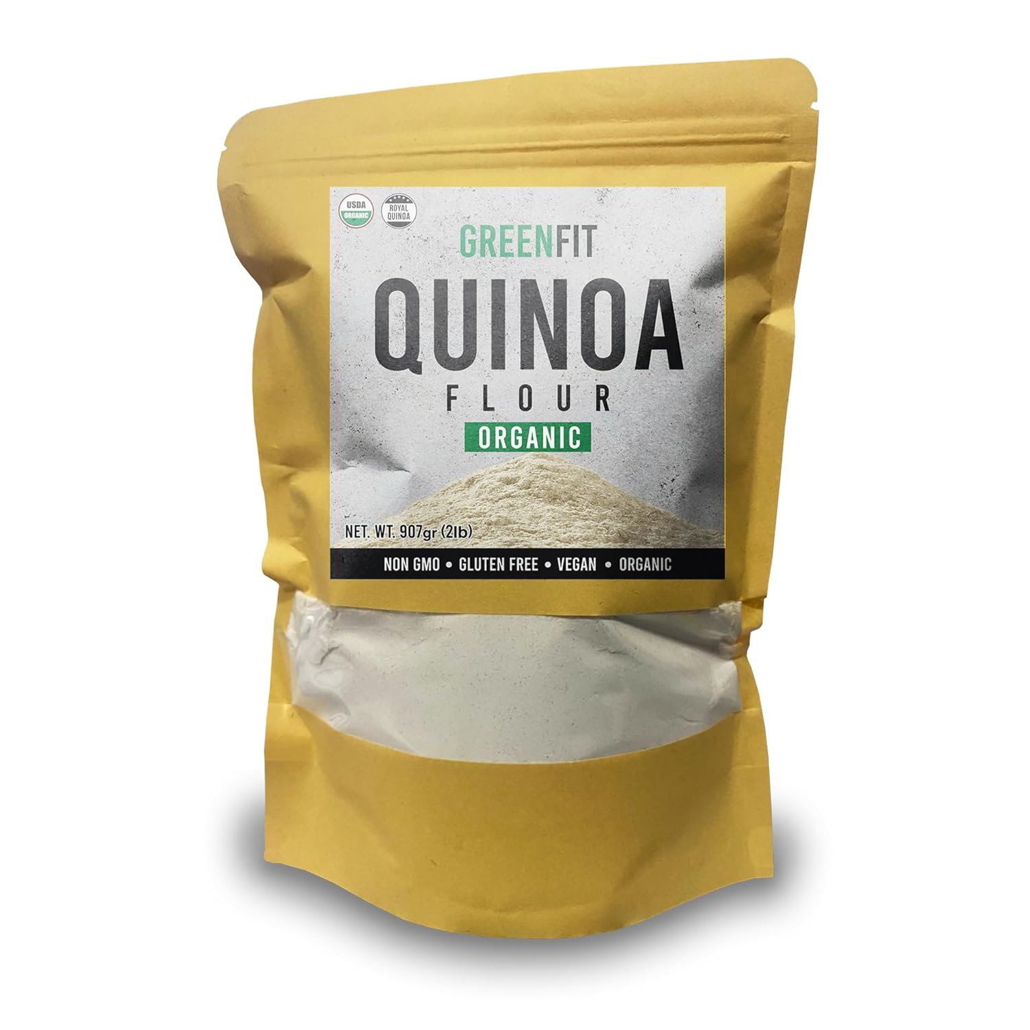 Greenfit Organic White Quinoa Flour Gluten-Free High Protein Keto Paleo 2lb Bag - Non-GMO Vegan All-Purpose Baking Flour
