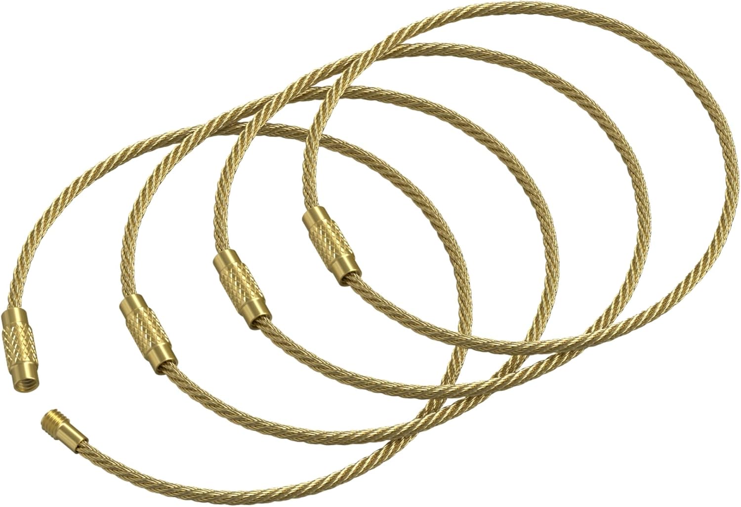 Silipac Stainless Steel Wire Keychain Cable, Twist-Lock 6.3" (16 cm) 2mm – Car Keyring, Luggage Tag, Carabiner – 4 Pack