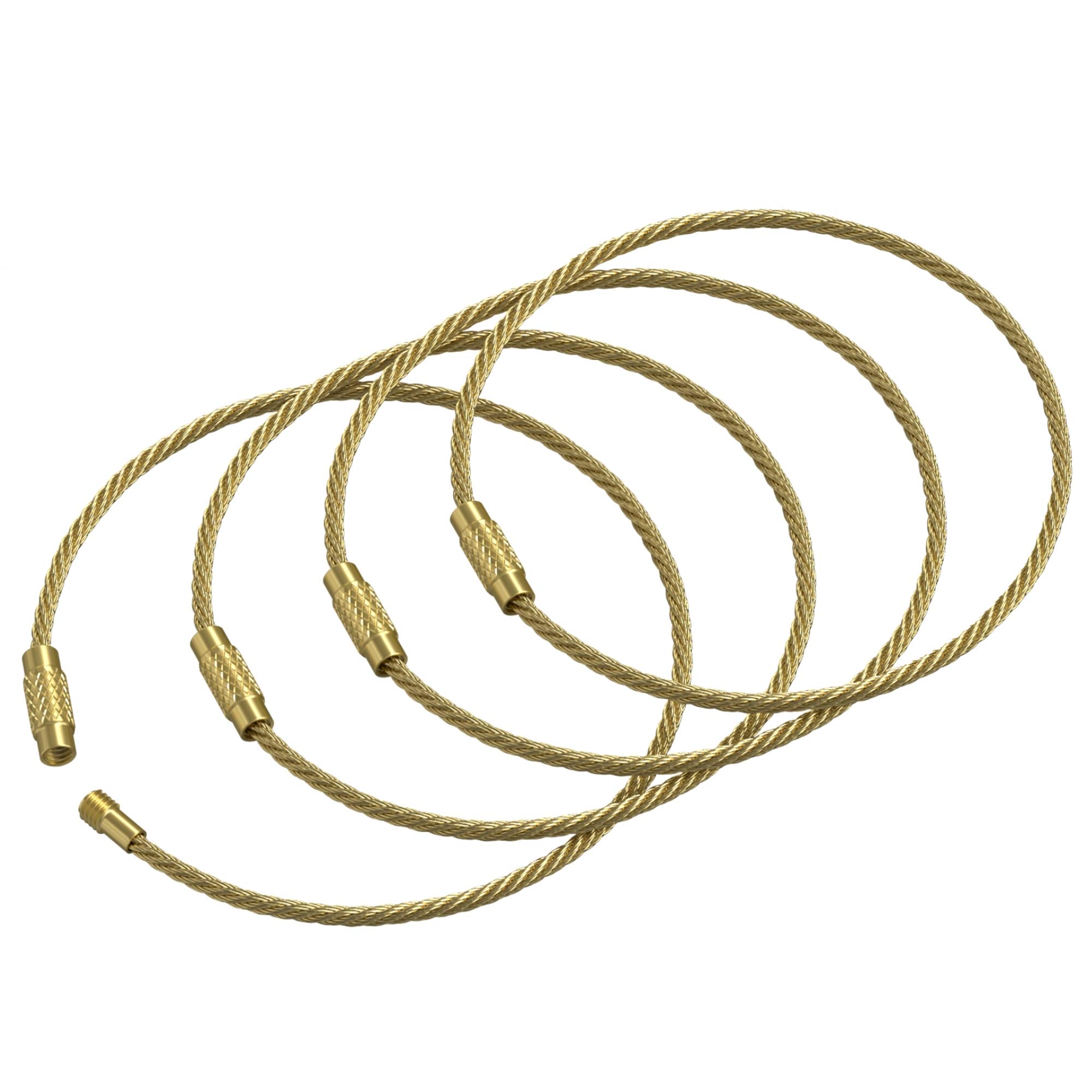 Cable Key Ring 4 Pack - 6.3" Flexible Wire Keychain Loop with Twist-Lock Screw for Luggage Tags &amp; Bag Charms