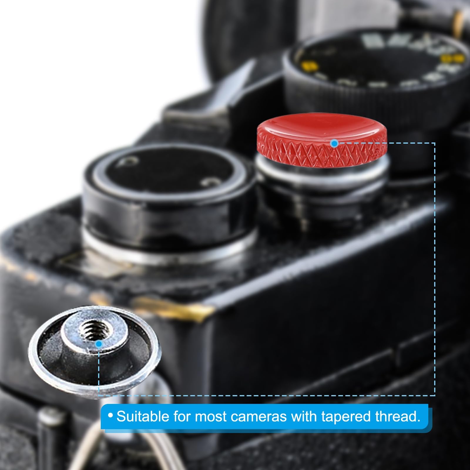 PATIKIL Przycisk migawki aparatu, 5-pak miękki przycisk zwalniania migawki przycisk aparatu z czystej miedzi radełkowany odpowiedni do Nikon do Fujifilm do aparatu DSLR/SLR Leica, czarny matowy