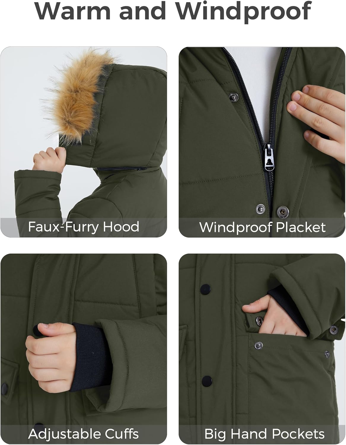 wantdo Boys' Winter Coat Long Puffer Jacket Warm Parka with Removeable Faux Fur Hood - Image 6