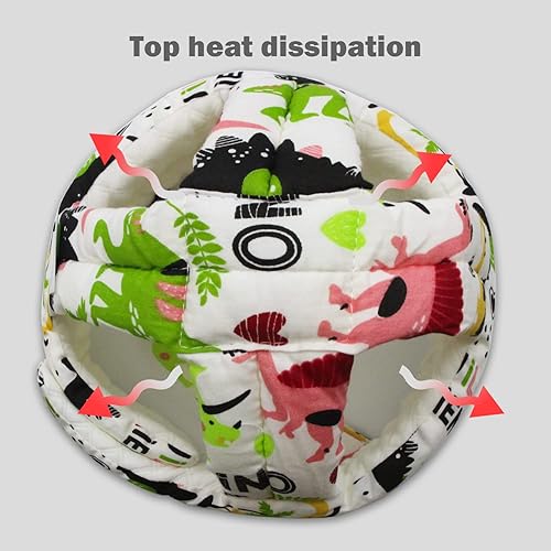 Miniatura 7 de Protector de cabeza de bebé, casco de bebé para gatear, caminar, sin golpes, cabeza de seguridad ajustable para caminar, jugar (dinosaurio C)