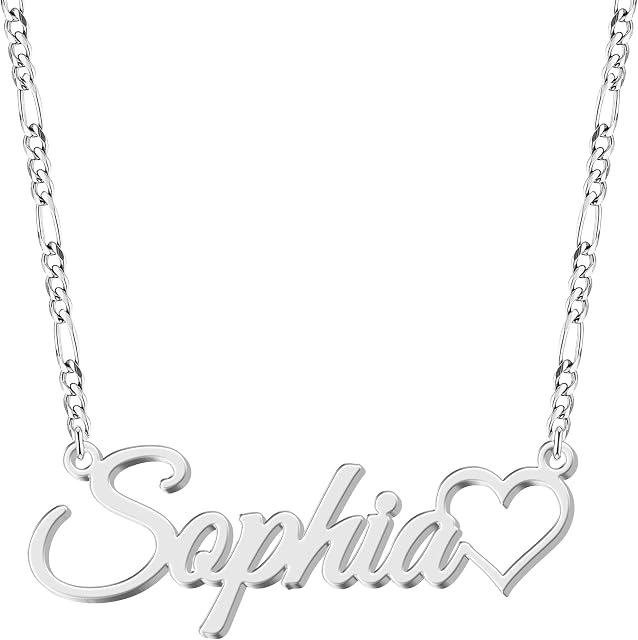 Collier de nom personnalisé - 14 Polices, 4 Couleurs, 5 Styles de chaîne -925 Argent Sterling & 316 Cadeau personnalisé en acier inoxydable avec boîte Premium