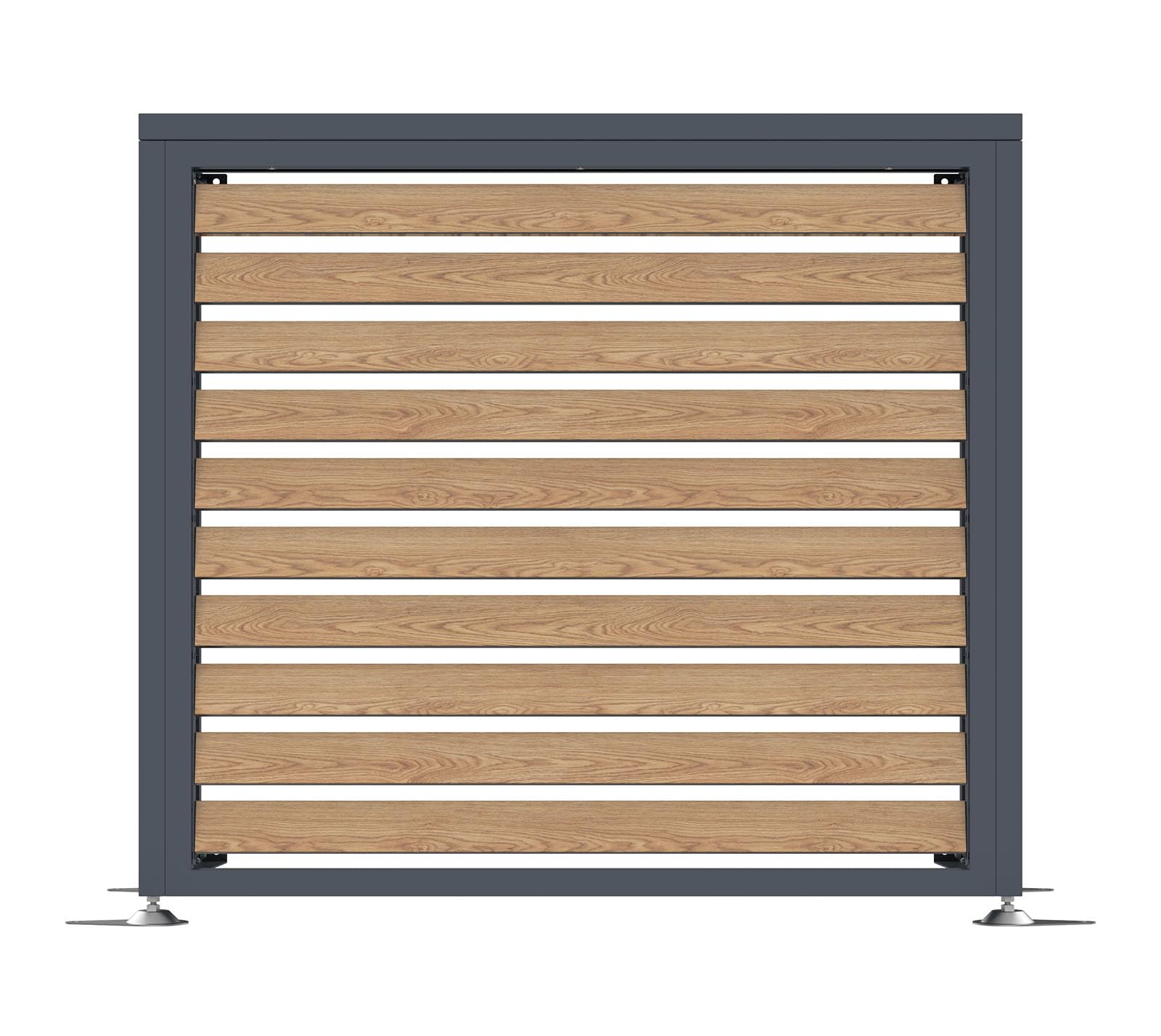 Westmann Boxa S | Wärmepumpen Verkleidung & Klimaanlagen Abdeckung | Stahl Holzoptik Anthrazit | Höhenverstellbar | 100x56x97 cm