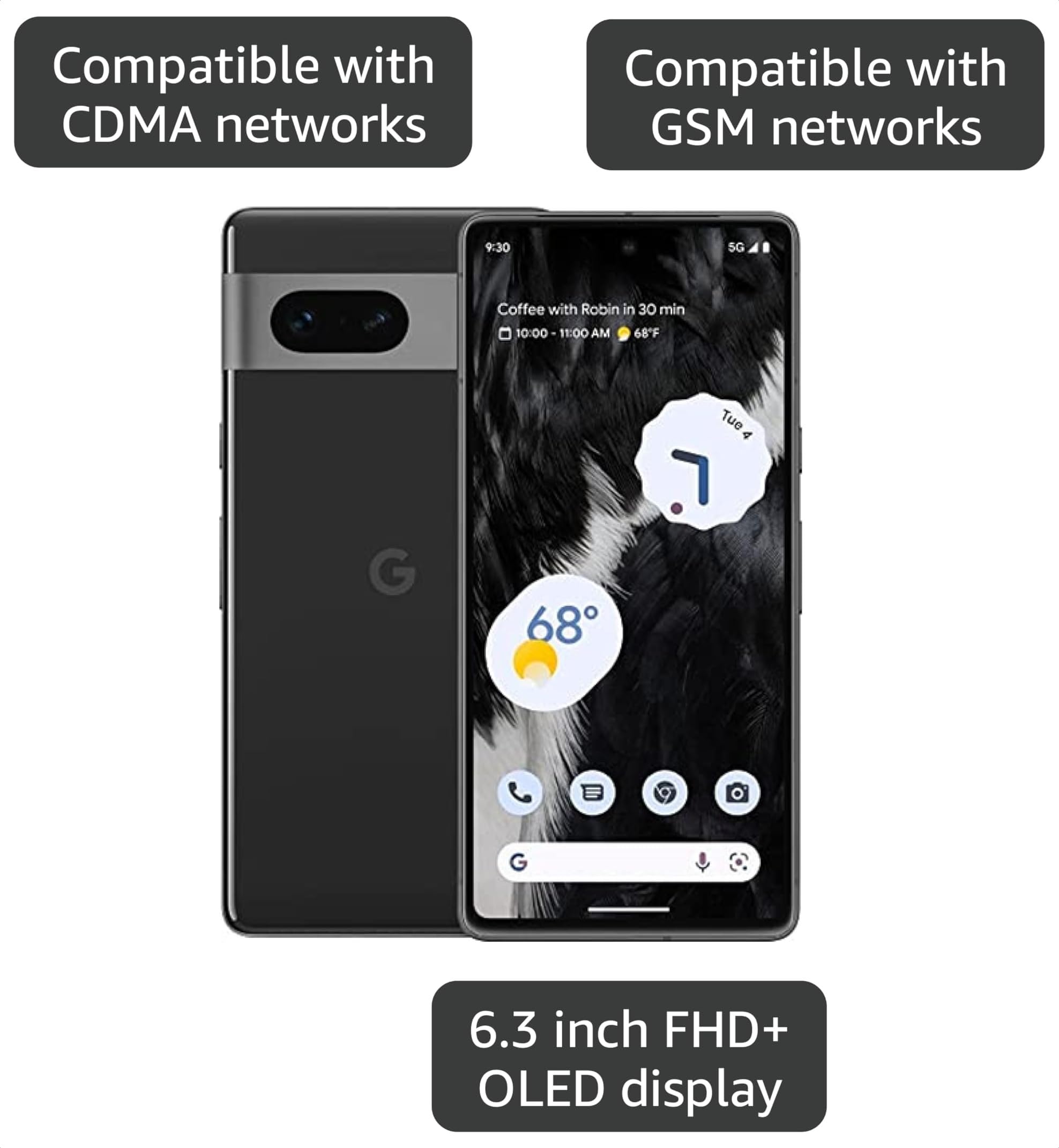 Amazon.com: Google Pixel 7 5G, 128GB, Obsidian - Unlocked (Renewed