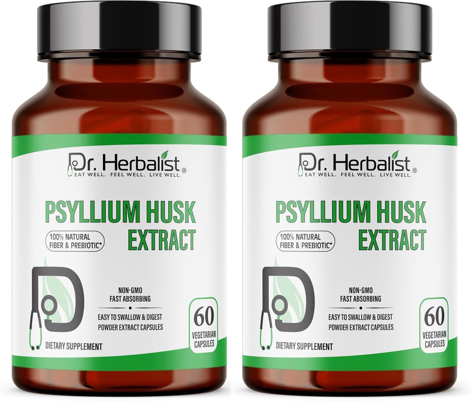 Dr. HERBALIST Extract 450mg, 60 Capsules - 10:1 Extract = 4,500mg Concentrated and Standardized, Plant-Based Supplement for Wellness & Balance | Vegan-Friendly, Non-GMO (2, Psyllium Husk)