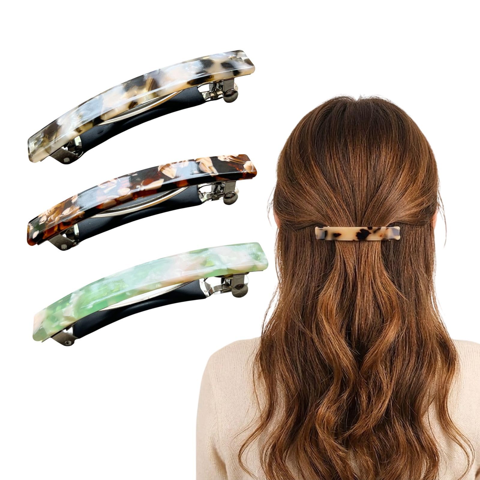 French Hair Clips Barrettes for Women, Tortoise Shell Acrylic, for Thin and Thick Hair, Fashion Accessories, 3 Pieces-image-33