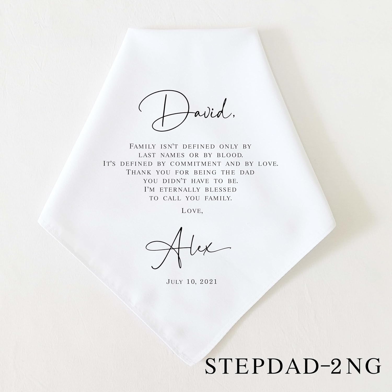 Stepdad Step Dad of the Bride or Groom Gift | Personalized Wedding Handkerchief | Stepfather Step Father of the Bride or Groom | Bonus Dad Wedding Gift - Image 3