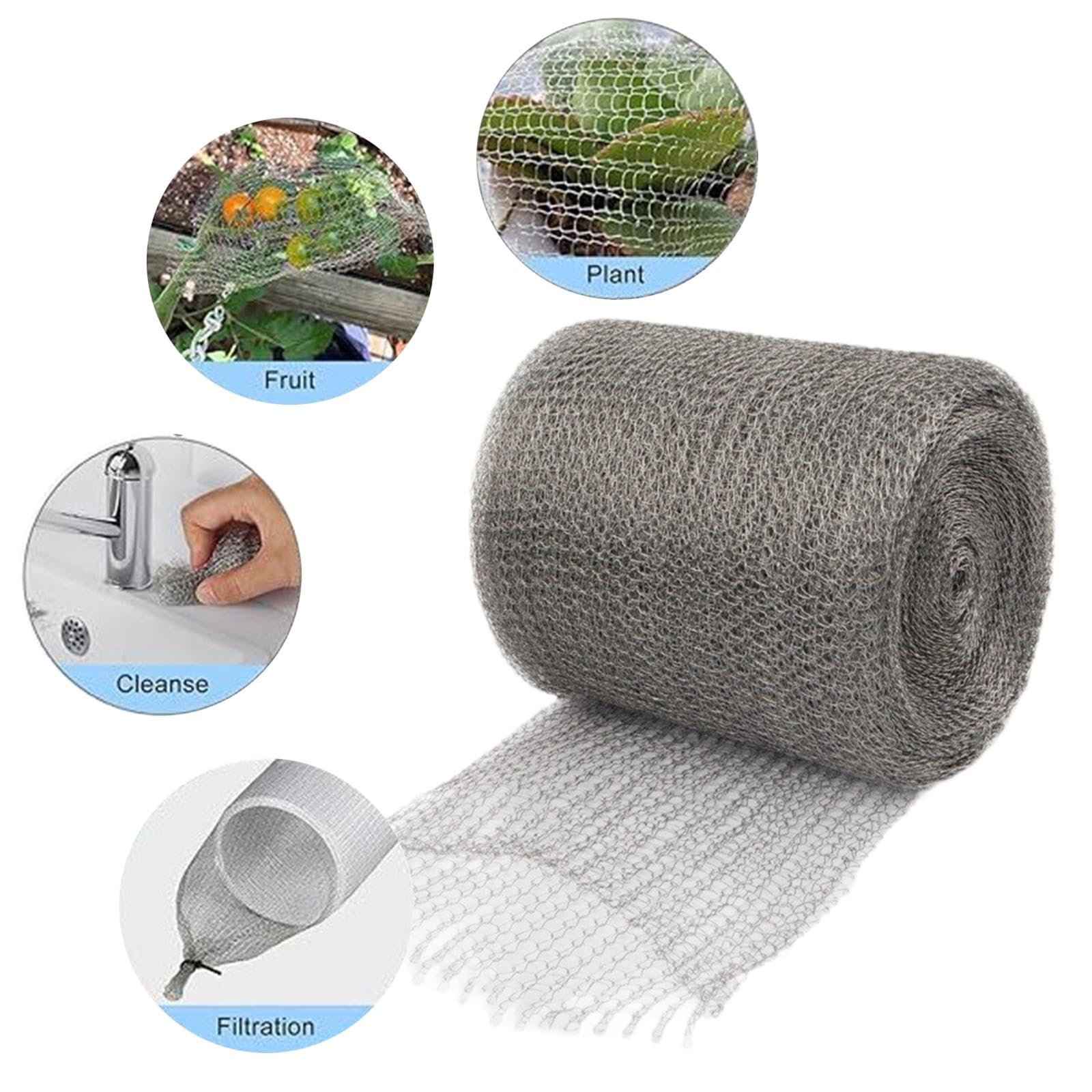 Generic Stainless Steel Wire Mesh Gap Blocker Flexible Screen Heavy Duty Woven Wire Mesh House Garden Mice Control Plant Protection, 3m