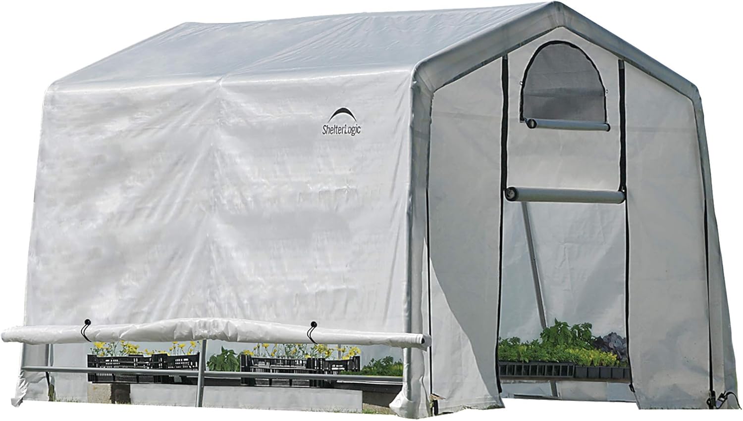 ShelterLogic 10' x 10' GrowIT Greenhouse-in-a-Box Easy Flow Peak Roof Style Easy Access Outdoor Grow House with Translucent Waterproof Cover