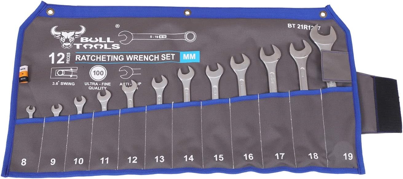 Wrench & Tool Roll Up SAE Pouch Organizer Bag Handmade Waterproof Printed Ballistic Polyester Canvas for Craftsman Gear Drive User Portable Easy Grip