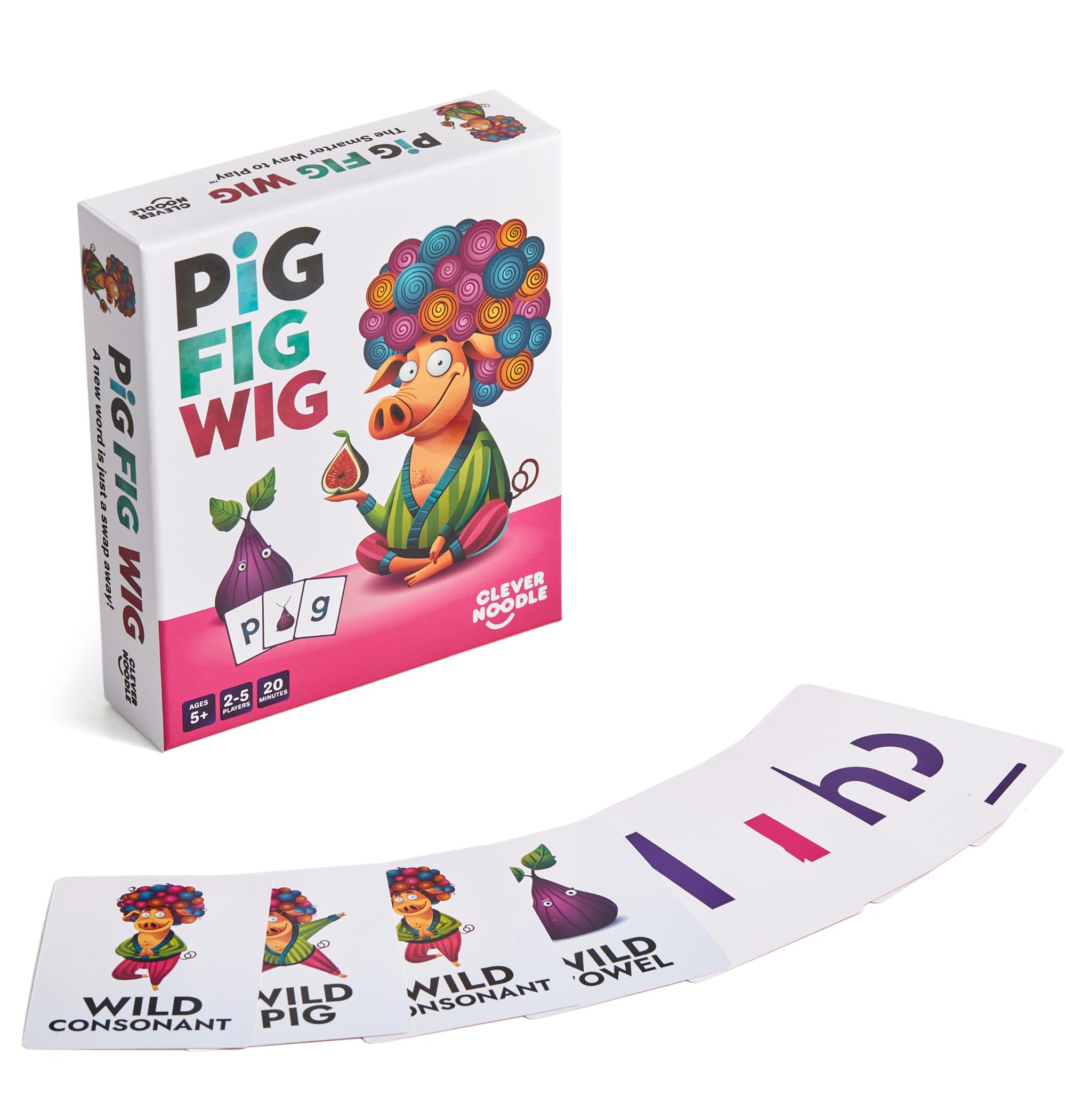 Clever Noodle Peruka figi wieprzowej I Zabawna zabawna gra słów dla dzieci uczące się czytać I fonetyka gra I czytanie gry