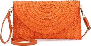 LUI SUI Straw Clutch Purse Bags for Women Summer Beach Purse Woven Straw Shoulder Bags Beach Clutch Bags