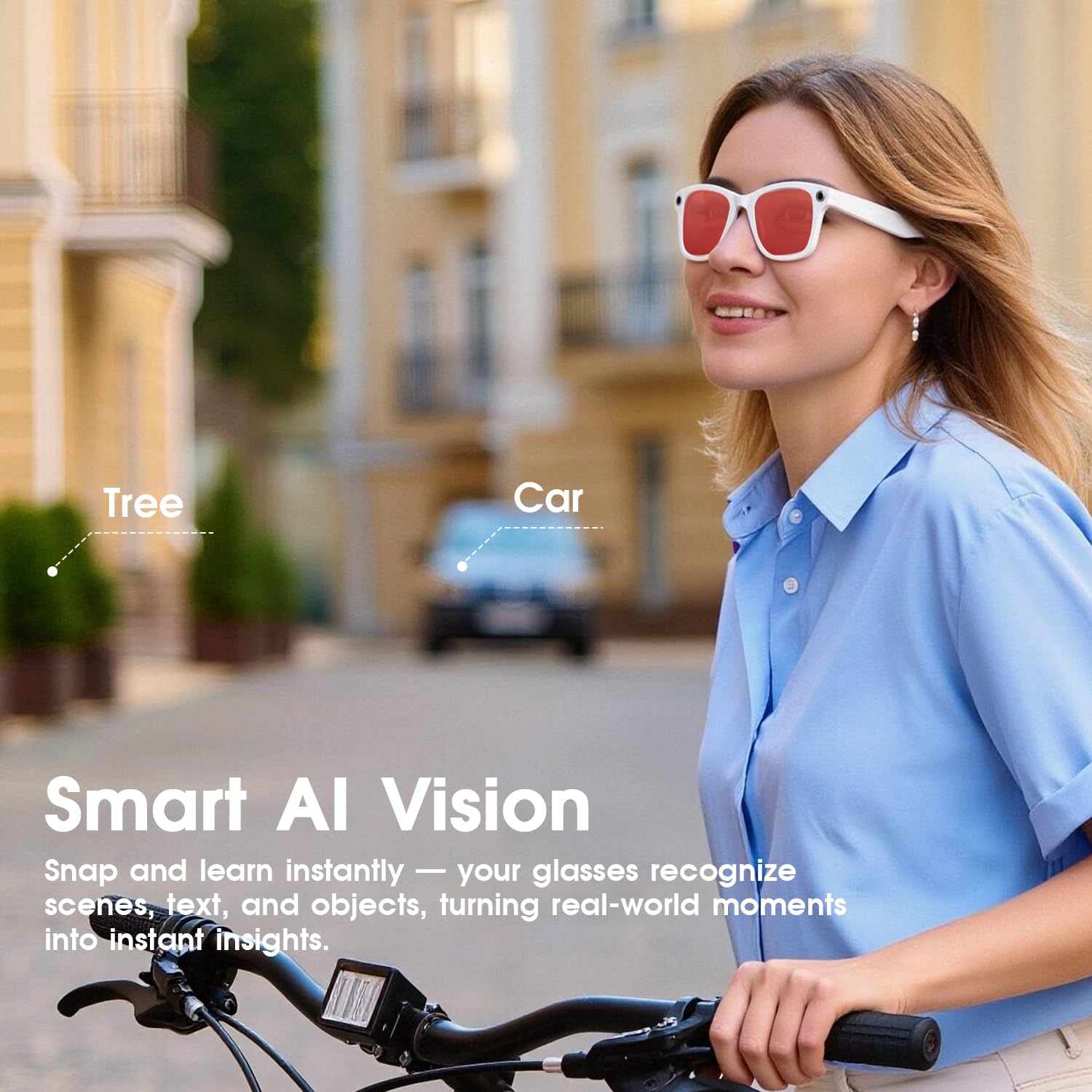 AI Smart Glasses 4K Cámara HD 290mAh 800W Gafas de Cámara con Grabación de Vídeo, Traducción Simultánea/Identificación de Objetos GPT, UV400 Lentes de Protección de Luz Azul (Blanco)