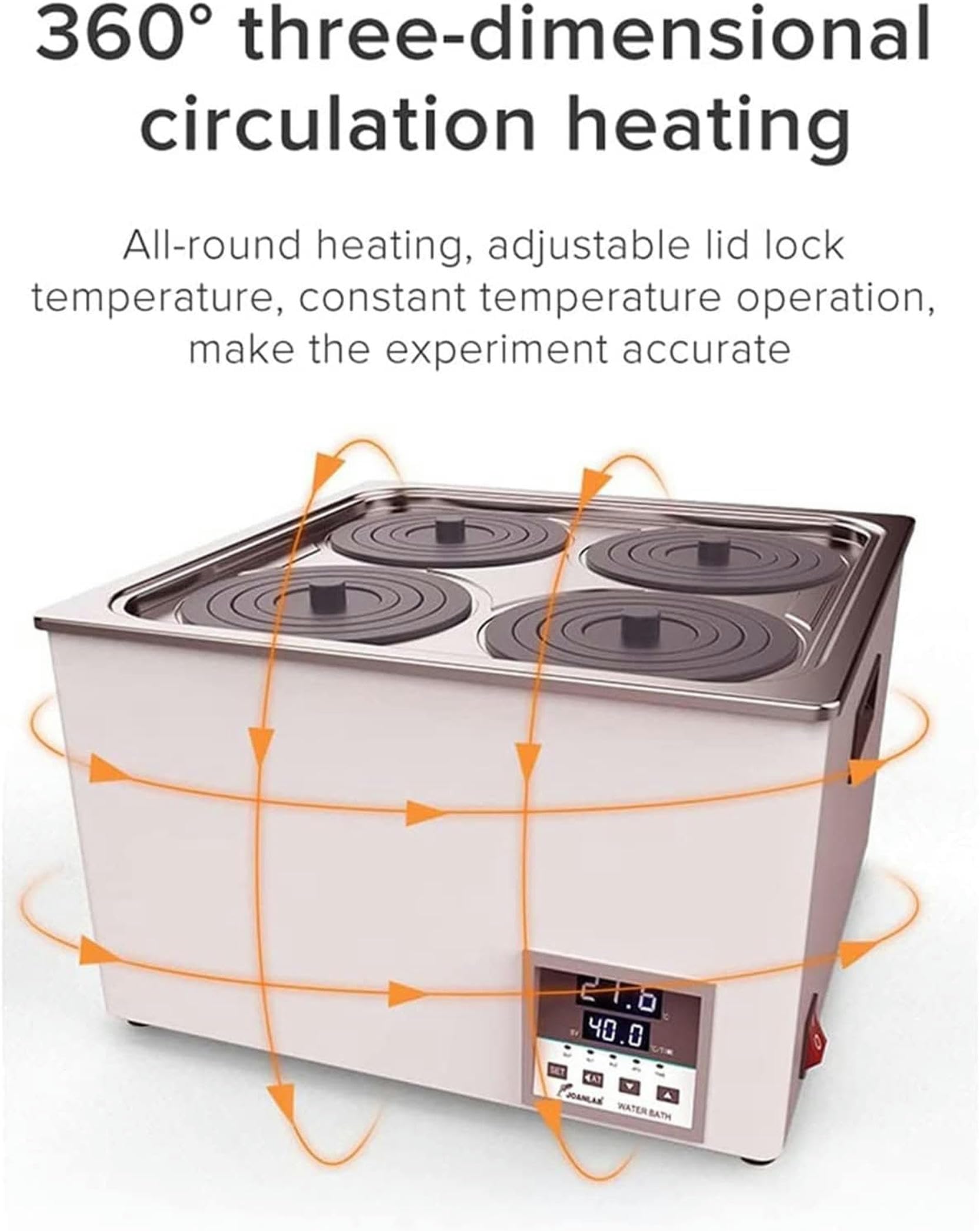 Calentador de temperatura constante para baño de agua de laboratorio, pantalla digital, sincrónico, ciclo térmico de 360°, contracombustión, para investigación médica, biología química, 1/2/4/6 poro