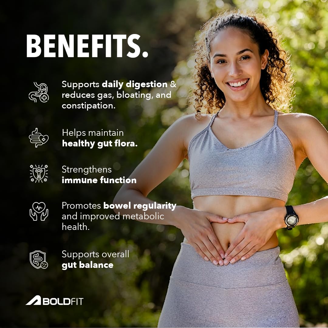 Boldfit Probiotics 5 Billion CFU with 16 Strains and Prebiotics for Gut Cleanse Detox Digestive Health Bloating Relief Constipation Probiotic Supplement for Men and Women Supports Immunity Booster - 60 Veg Capsules 3