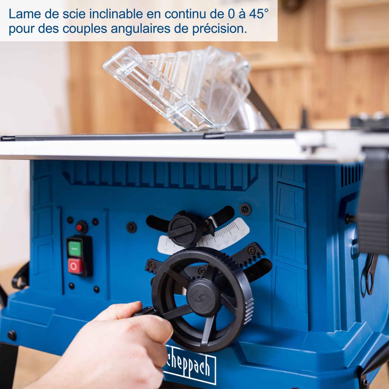 Scheppach Scie circulaire de table HS254 – 240 V – 2200 W – Support inclus | Diamètre de scie Ø 254 mm – Hauteur de coupe 85 mm – Démarrage progressif