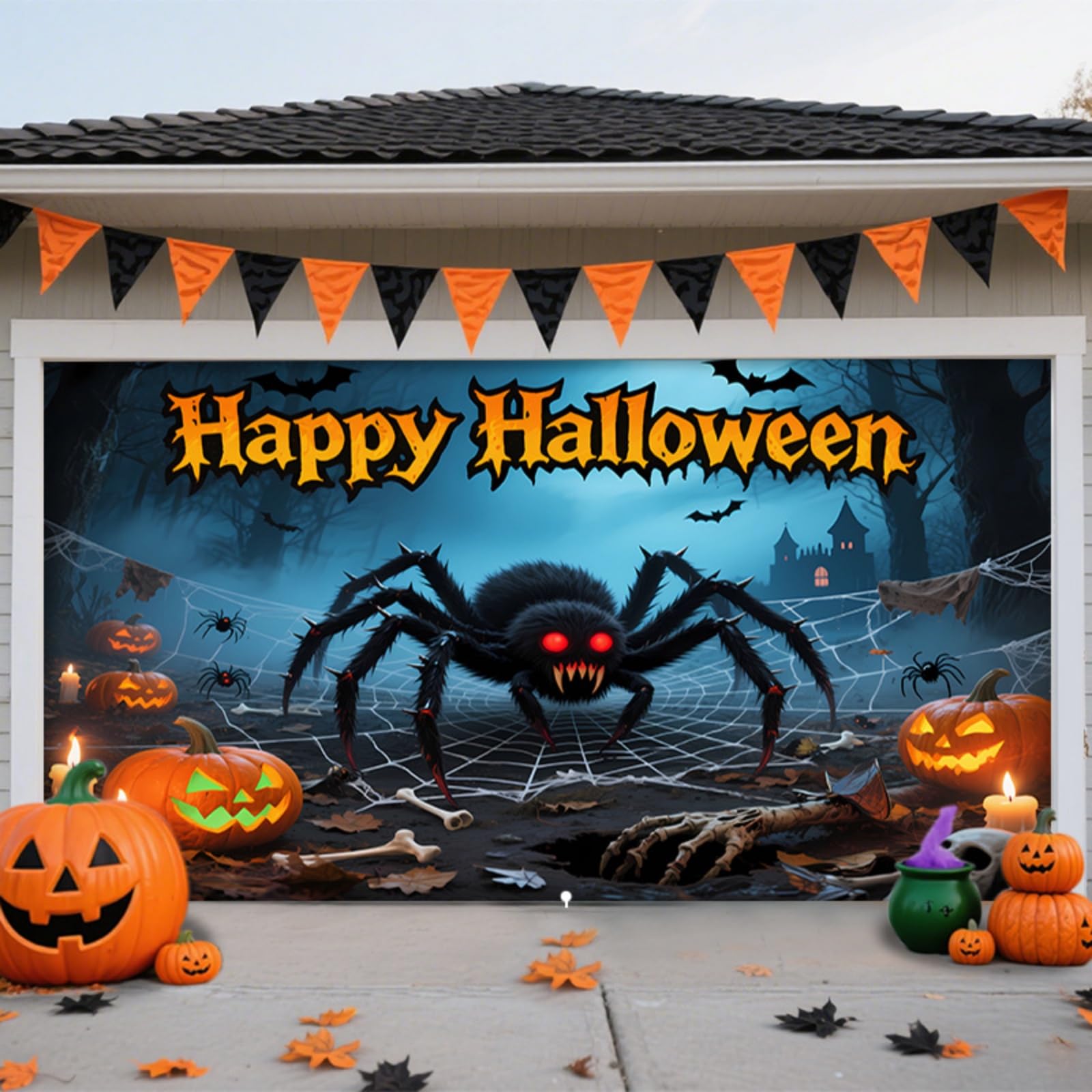 Decorazioni spaventose per la Porta del Garage di Halloween, Grande Striscione da Appendere, Copertura per Porta del Garage, Decorazioni murali di Halloween per Esterni, Interni, f
