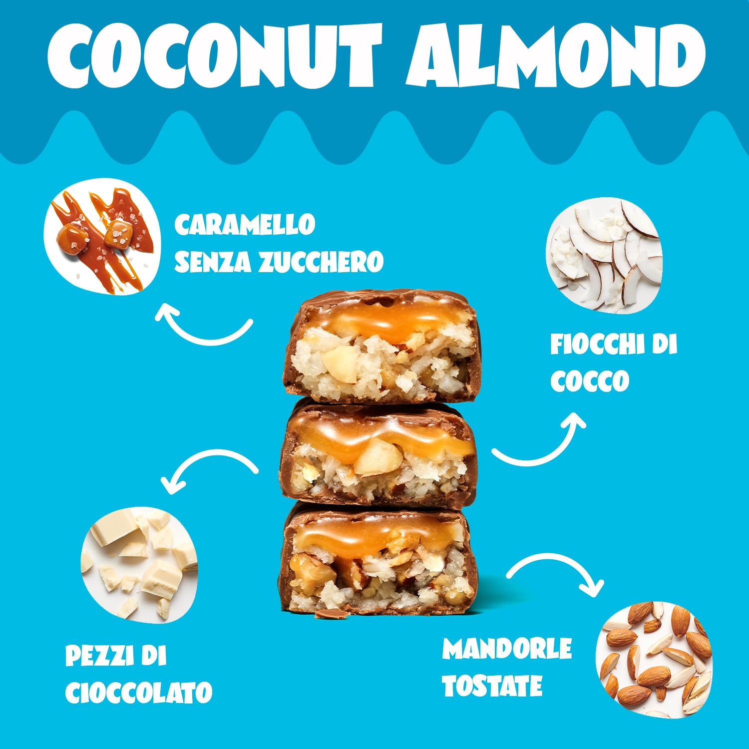 AHEAD Barrette Chetogenica – 18 x 35g – Coconut Almond – senza zucchero – solo 5g di carboidrati netti per pezzo low carb – Keto Bar