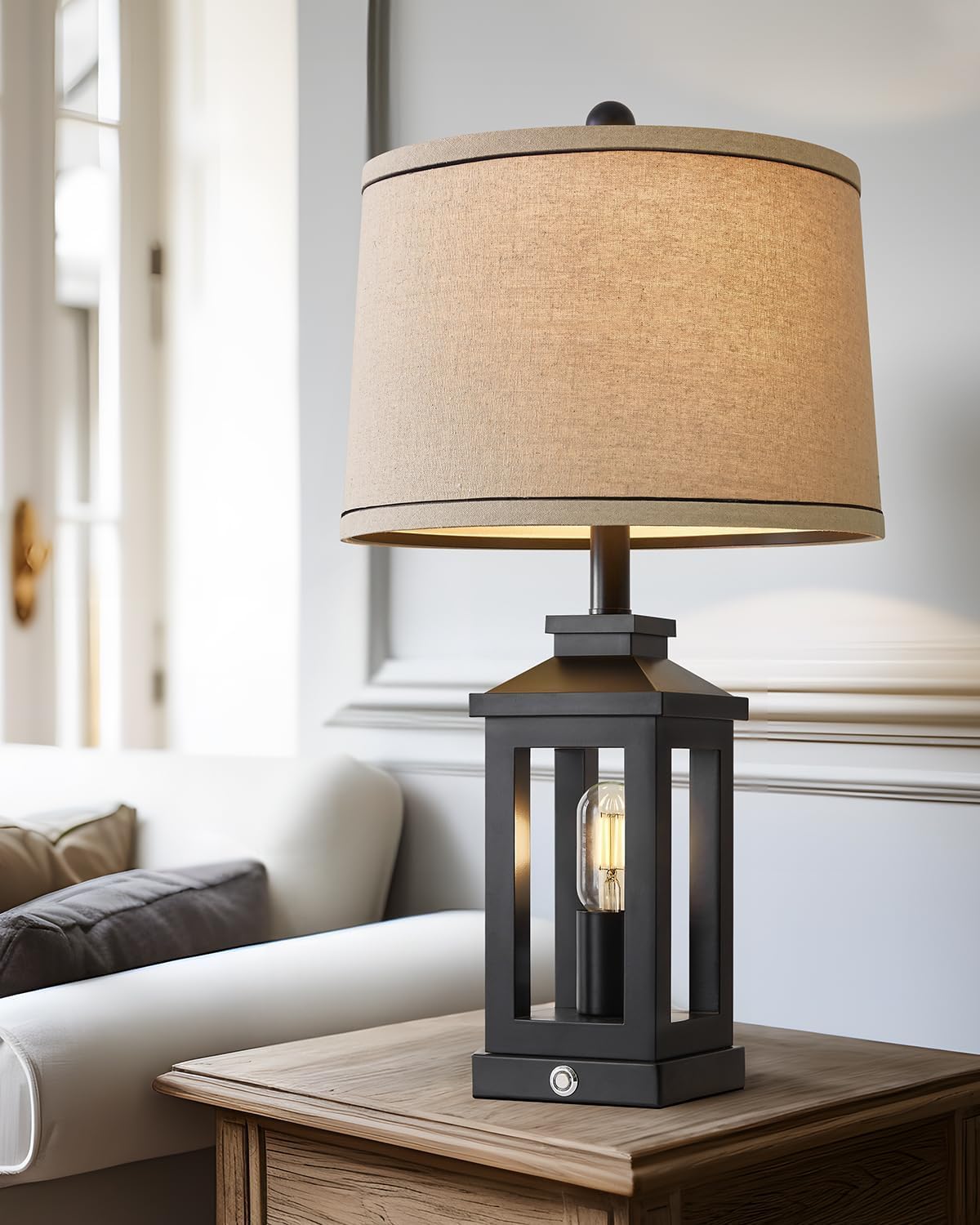 Illuminate Your Space: The Retro Farmhouse Black Table Lamp with Touch Control and USB Ports
