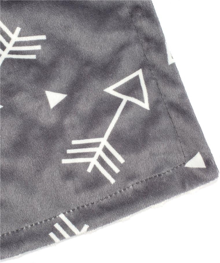 BORITAR 2 Pack Baby Blanket Super Soft Minky with Double Layer Dotted Backing, Little Grey Arrows Printed 30 x 40 Inch, Receiving Blankets
