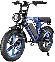 HiQiS Adult Electric Bicycle, 48 V 17.5 Ah Removable Battery, Electric Bike 20 x 4.0 Inches Fat Tire, 7 Speed, 50-80 Km Range, Double Disc Brakes, Full Suspension