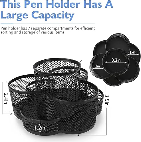 Miniatura 2 de Caja giratoria de malla metálica 360 para lápices, artículos de papelería, suministros de oficina, organizador de brochas de maquillaje para el