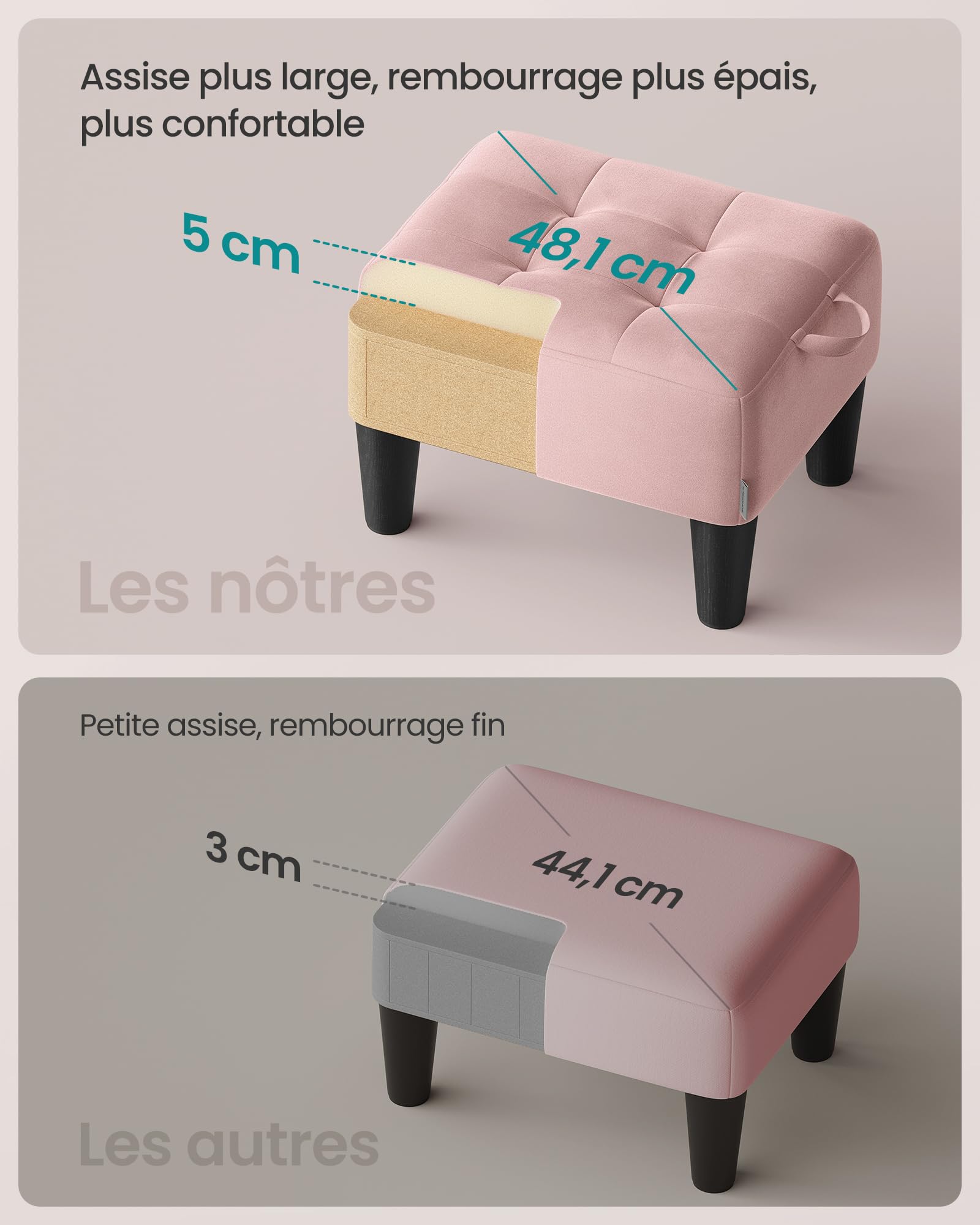 SONGMICS Tabouret de Rangement Pouf Repose-Pieds Bout de Lit