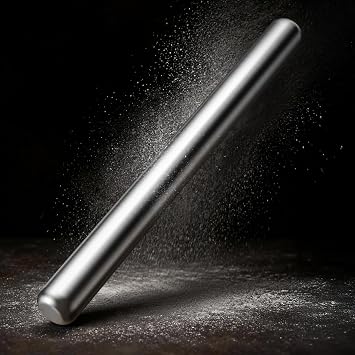 Siegvoll Rolling Pin Stainless Steel Rolling Pin Non-Stick Dishwasher Safe ca. 40cm 200g hohl nahtloses gerades Teigrolle Backzubehör Rolling Pin für Pizza Fondant Kuchen Hefeteig Knetteig