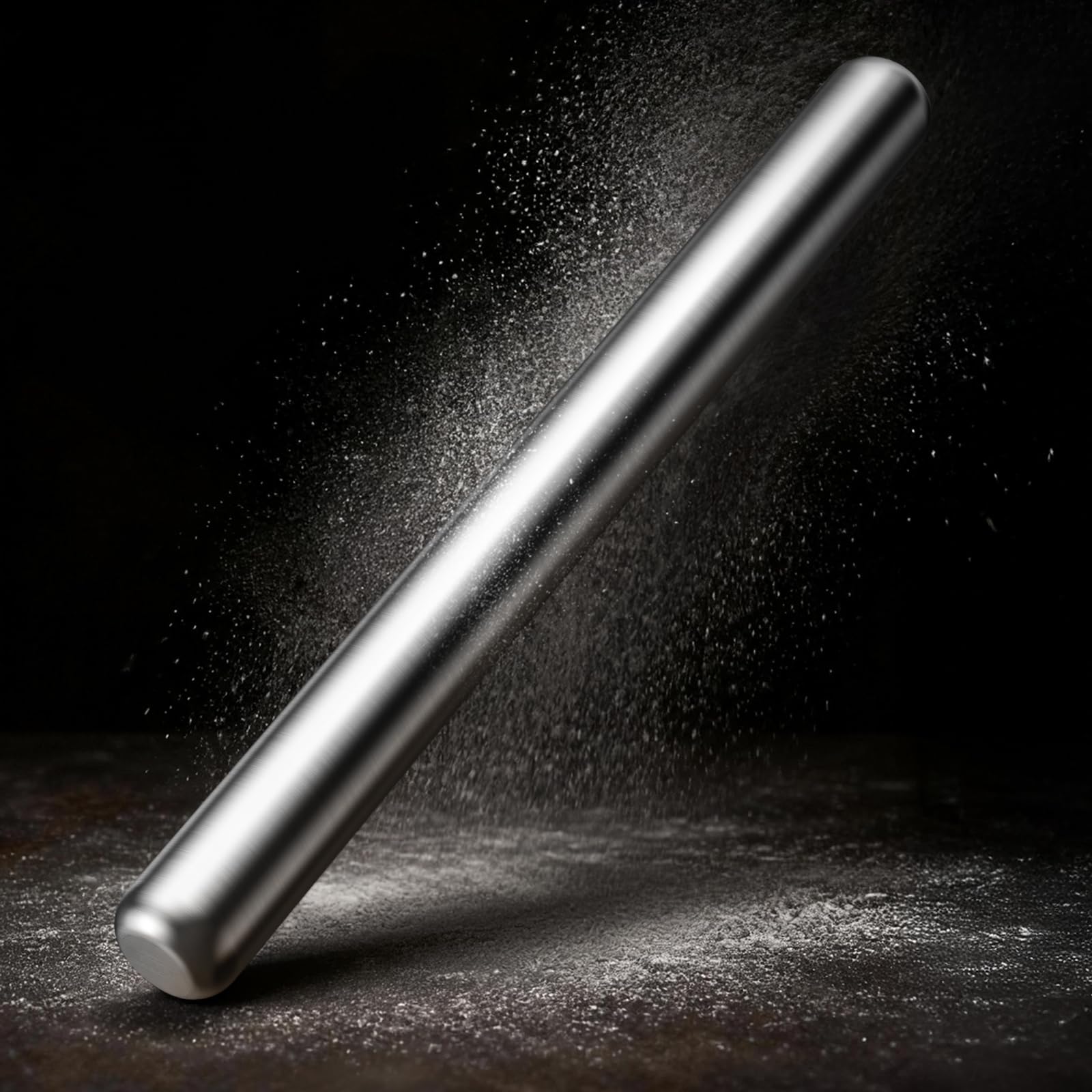 Siegvoll Nudelholz Edelstahl, Teigroller antihaftend spülmaschinenfest, ca. 40cm 200g hohl, nahtloses gerades Teigrolle, Backzubehör Rolling Pin für Pizza Fondant Kuchen Hefeteig Knetteig