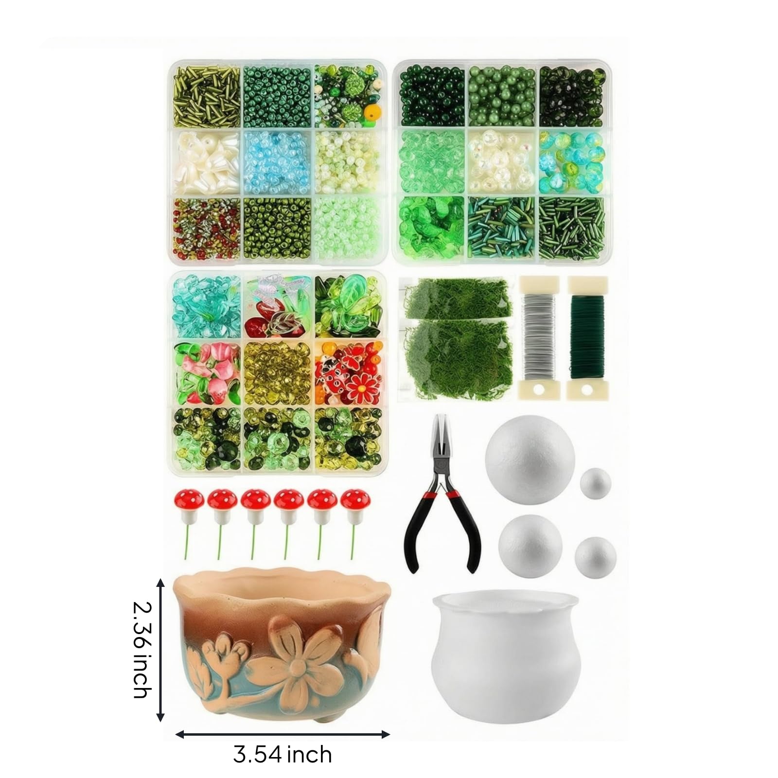 PETSOLA Kit Perles à Thème Végétal Accessoires Translucide Kit Création D'ornemen Végétaux Suspendus Adapté pr Débutan pr