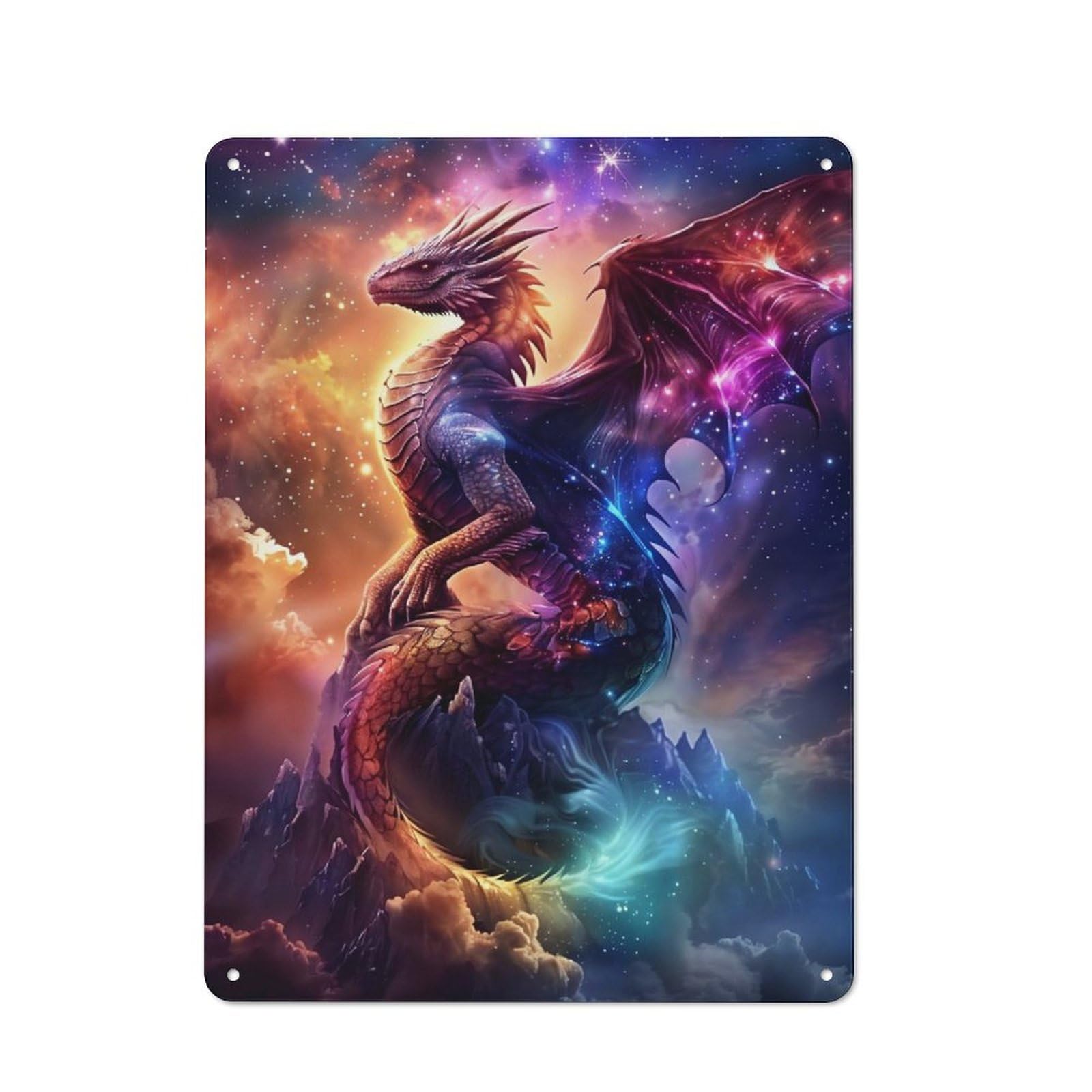 Junmoney Nebula Storm Dragon For Garden Room Or Summerhouse, Rustic Tin Sign 40X30cm, Tin Sign Wall Decor For Garden Rooms And Summerhouses