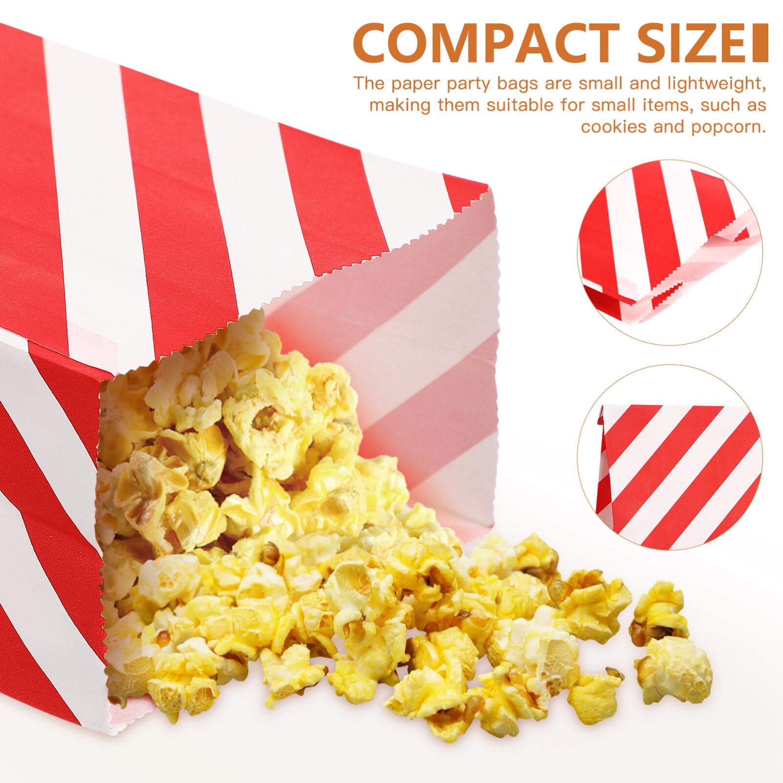 80pcs Small Kraft Paper Treat Bags Paper Cookie Bags Flat Favor Bag Small Bags Snacks Cookie Popcorn Party Bag Pouch for Goodie Candy Bakery Wedding Supplies - Image 3