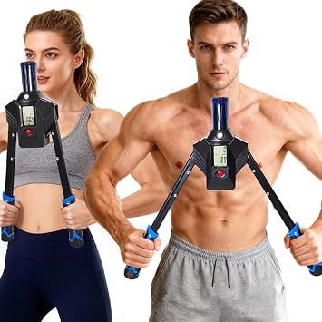 Hydraulic Power Twister Adjustable Resistance 22440 lbs Digital Display, Foldable Arm Chest Exerciser for Women Men, No Snapback Safety, Portable Home Gym Gear
