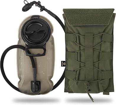 PETAC GEAR Tactical Hydration Pack, Molle Carrier Pouch for 50 oz Hydration Bladder Daypack Water Backpack 1.5L Bladder +Pack