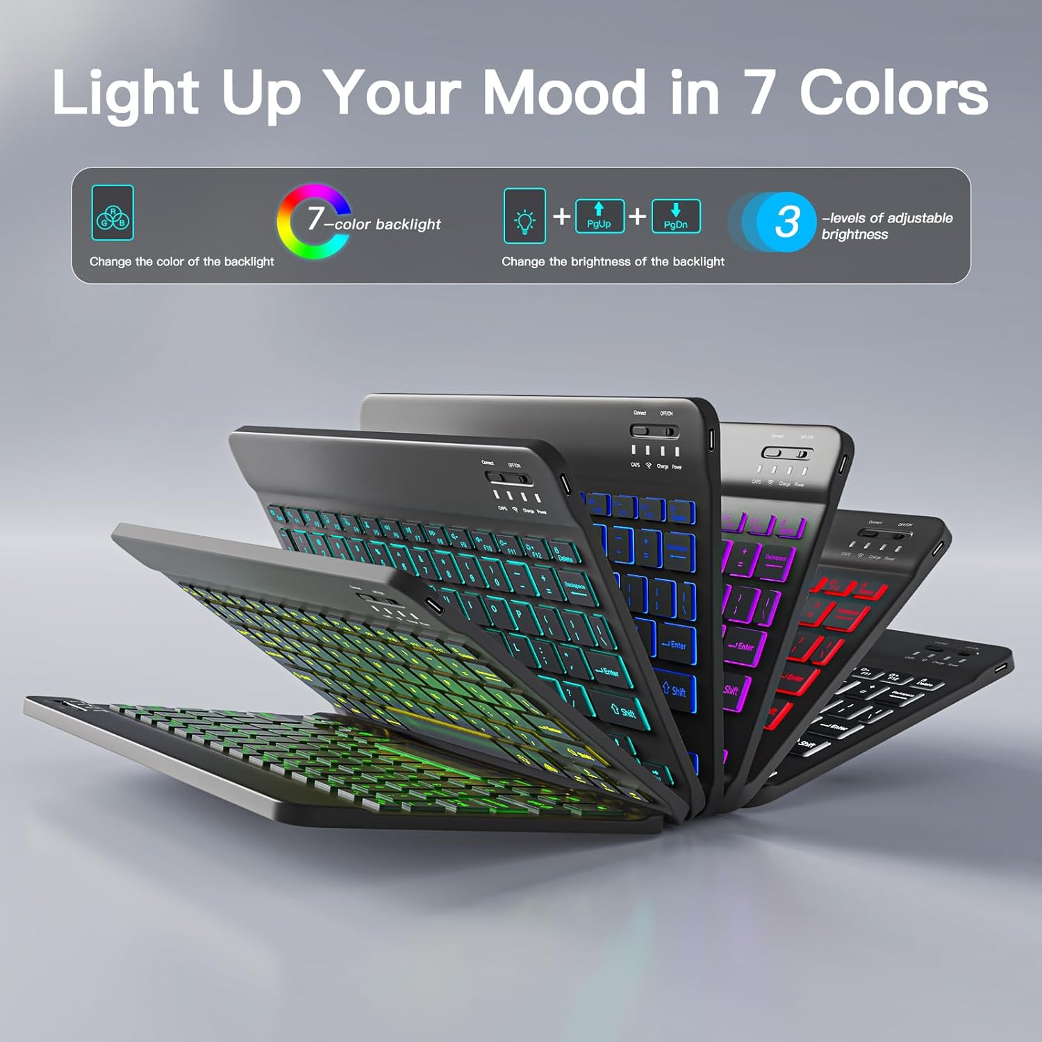 Keyboard Case for Samsung Galaxy Tab S11 11-inch 2025 (SM-X730/SM-X736B), Mouse and Detachable Wireless Keyboard, 7-Color Backlight, Slim Case with Pencil Holder, Black