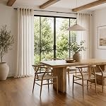 MEETSKY Natural Linen Curtains 84 Inch Length for Living Room, Light Filtering Semi Sheer Curtains & Drapes for Sliding Glass Door 2 Panels Set Farmhouse Country Style Grommet Draperies, 52" Wide