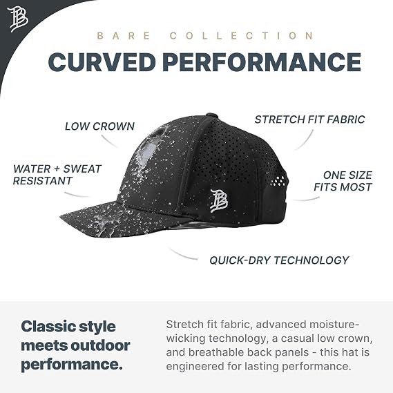 Branded Bills Bare Performance Hat, with Flexfit Sweatband, Adjustable Snapback, Comfort Stretch, Quick Dry, Water Repellent