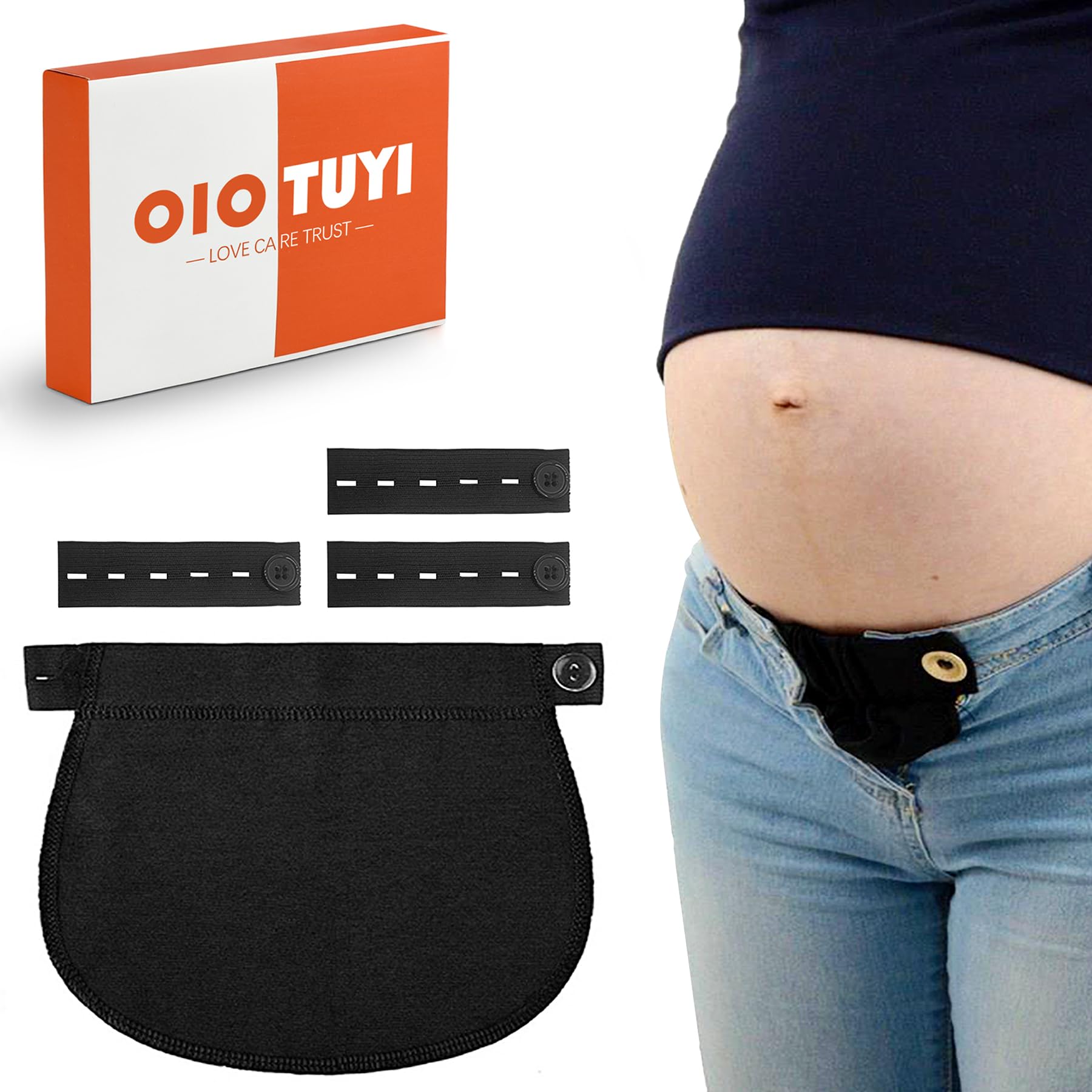 Produktbild von Bundverlängerung Hose Hosenerweiterung Schwangerschaft Set, 4 Stück Hosenbunderweiterung ＋ 4 Schwanger Werden Hilfsmittel Frauen