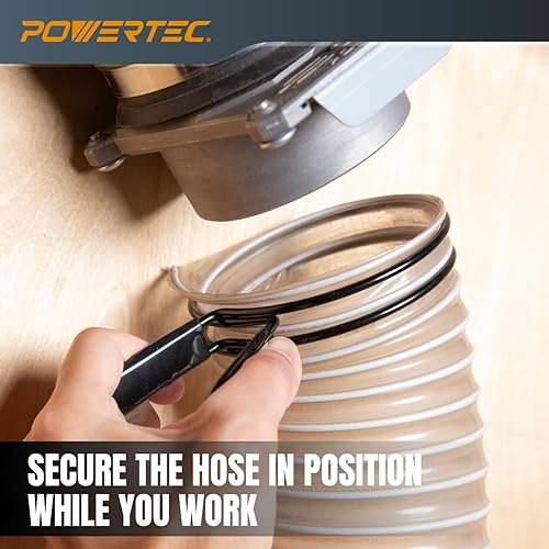 Miniatura 12 de POWERTEC Abrazadera de manguera de doble alambre de 4 pulgadas con perno, paquete de 10 abrazaderas de manguera ajustables para colector de polvo