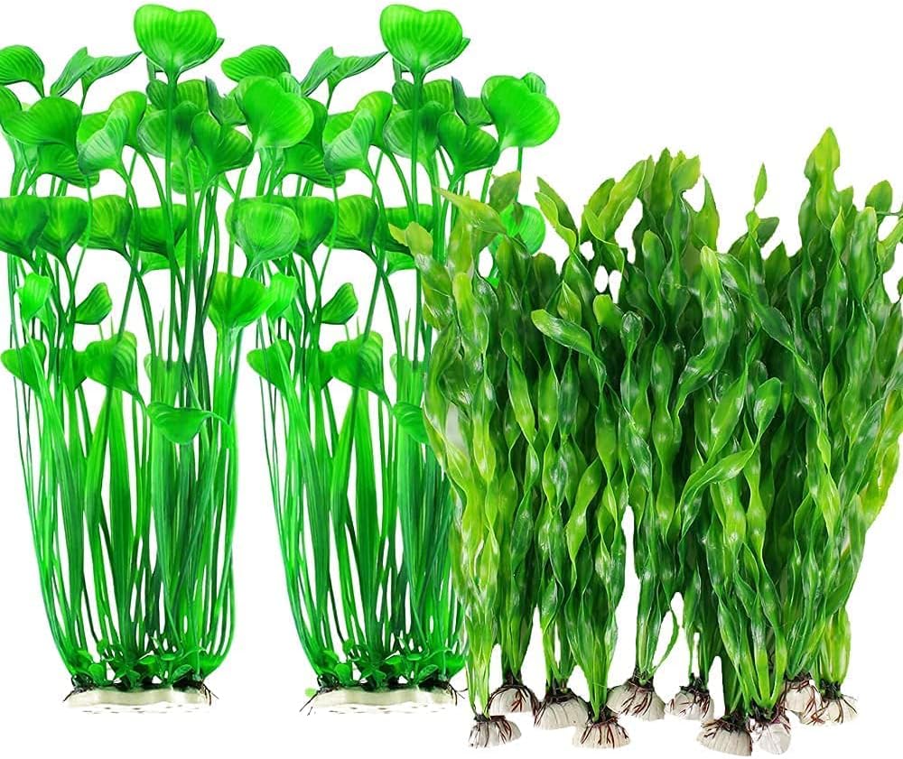 MyLifeUNIT Fish Tank Plants, 12 Pcs Artificial Aquarium Plants for Decorations Bundle