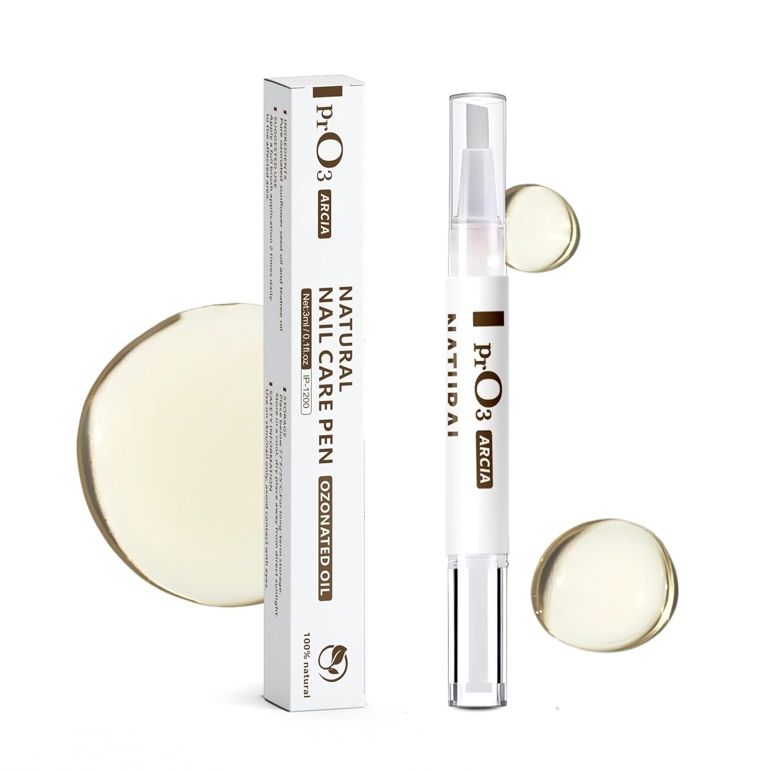 Nail Care Pen with Ozonated Oil, 100% Nature, Organic Formula Nail Oil Cuticle Pen for Nail Strengthener & Nail Growth, Repair for Brittle, Peeling, Thin Nails 1 Pack, 3ML/0.1 Fl Oz