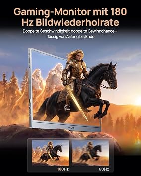 ARZOPA 16.1 Inch Portable Monitor 2.5K 180Hz Gaming Portable QHD 2560×1440 107% sRGB HDR10 Design with Integrated Stand Function & Protective Case Compatible with PS5 Xbox Switch PC Mac-Z3FC Grey