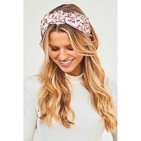 Vista 7 de mokkia Diadema de béisbol con diamantes de imitación anudada para mujer, diadema estampada con nudo superior ancho, diadema adornada con joyas